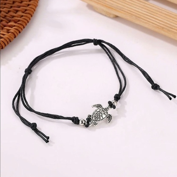 🐢 Sea Turtle Silver & Black anklet 🌊 - Picture 3 of 3